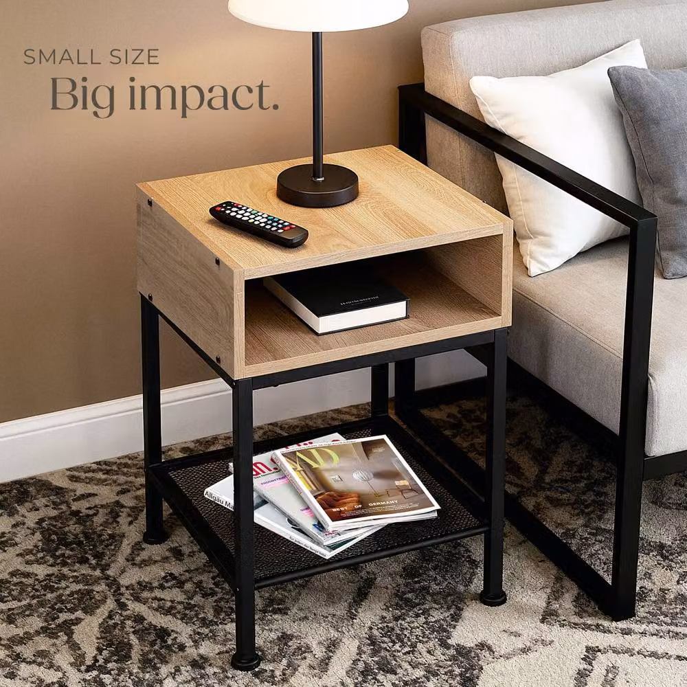 tectake Harlow Bedside Table in Light Oak – 7