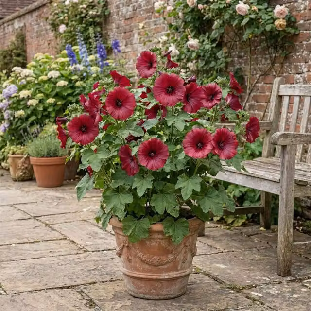 Plants by Post Lavatera Burgundy Wine Ornamental Shrub, Rosy Purple, 2L Pot