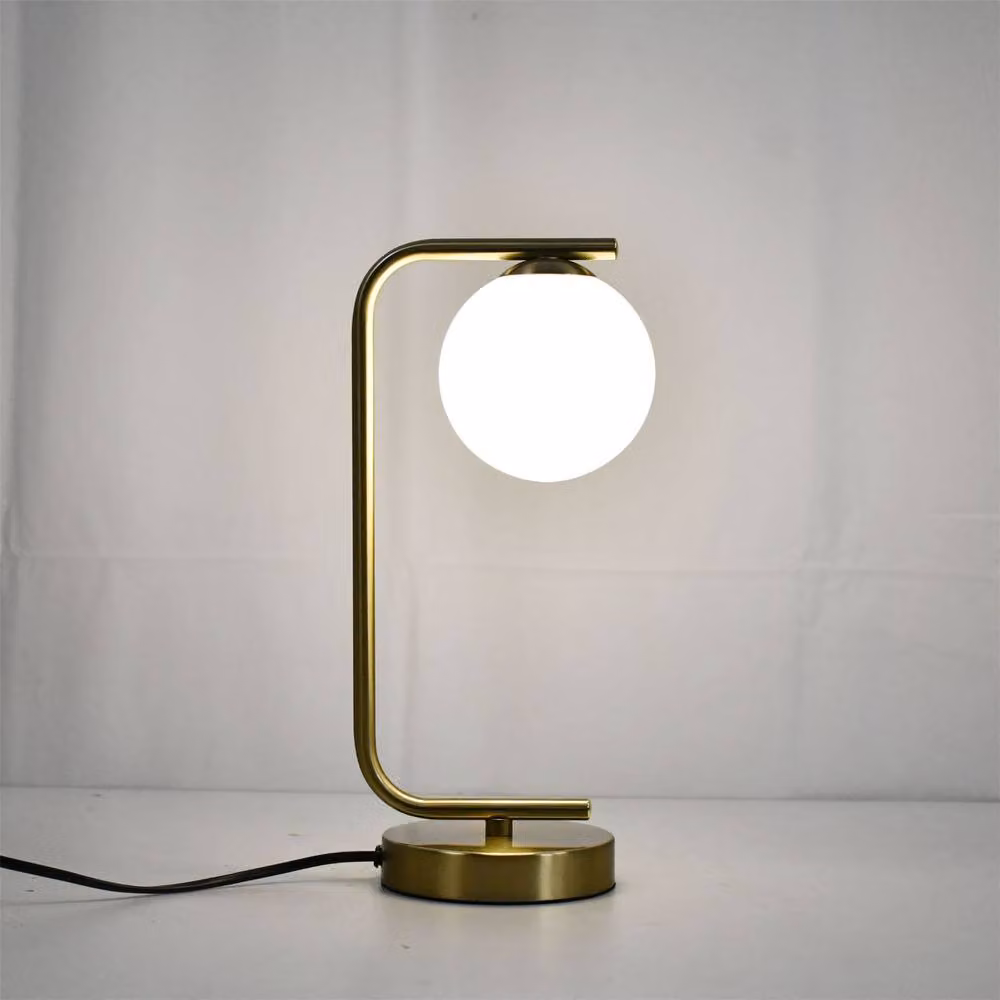 First Choice Lighting Grosvenor Set of 2 Modern Table Lights with Gold Brass Finish and Transparent Glass Spheres – 2