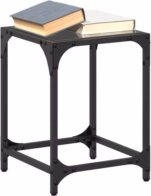 Berkfield Home Set of 2 Modern Square Coffee Tables with Black Glossy Glass Tops and Steel Frames, W/D/H: 30 x 30 x 40 cm