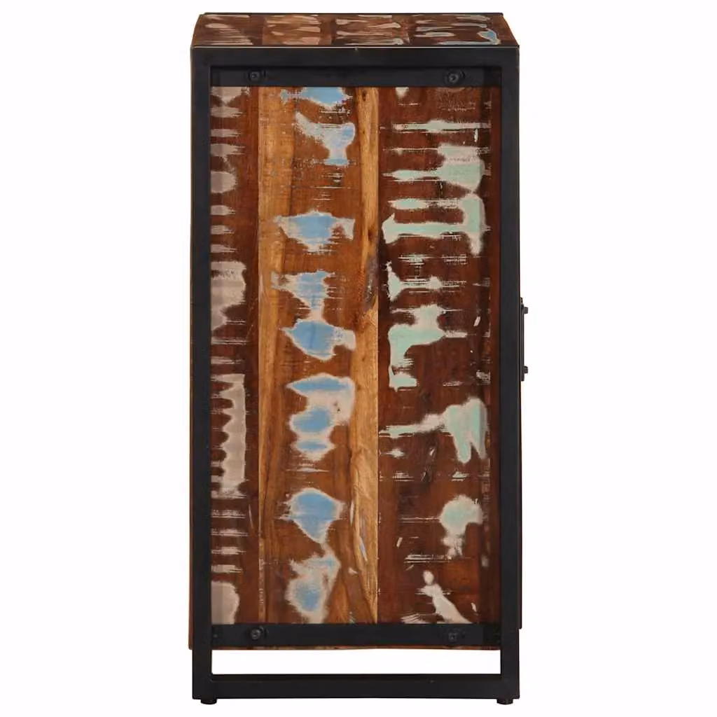Berkfield Home Multicolour Reclaimed Solid Wood Sideboard in Black, W/D/H: 55 x 35 x 70 cm – 4