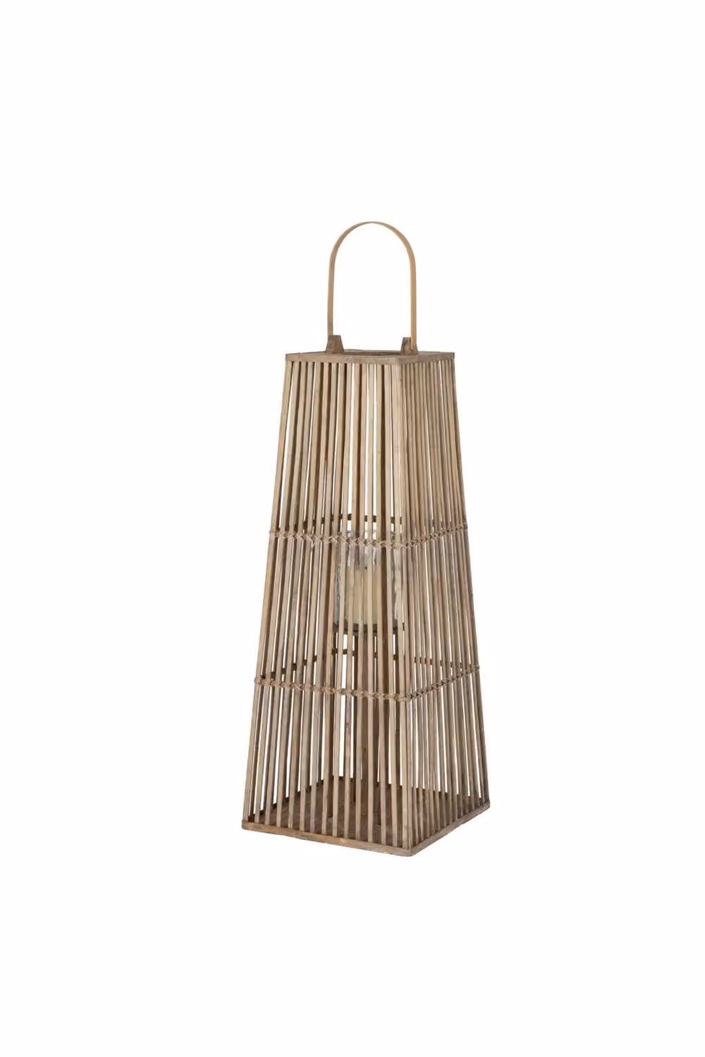 KDMD Large Silo Wicker Lantern with Glass Holder in Brown, Rustic Round Rattan Tabletop Decor – 2