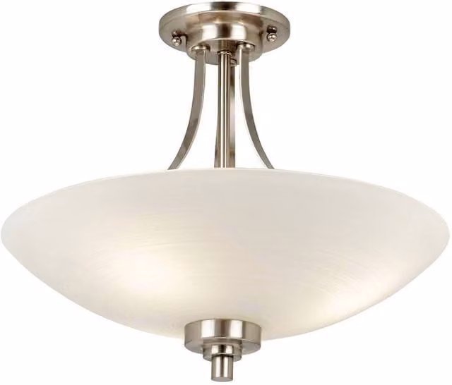 Endon Welles 3 Light Flush Ceiling Light in White and Chrome with Glass Domes and E27 Sockets