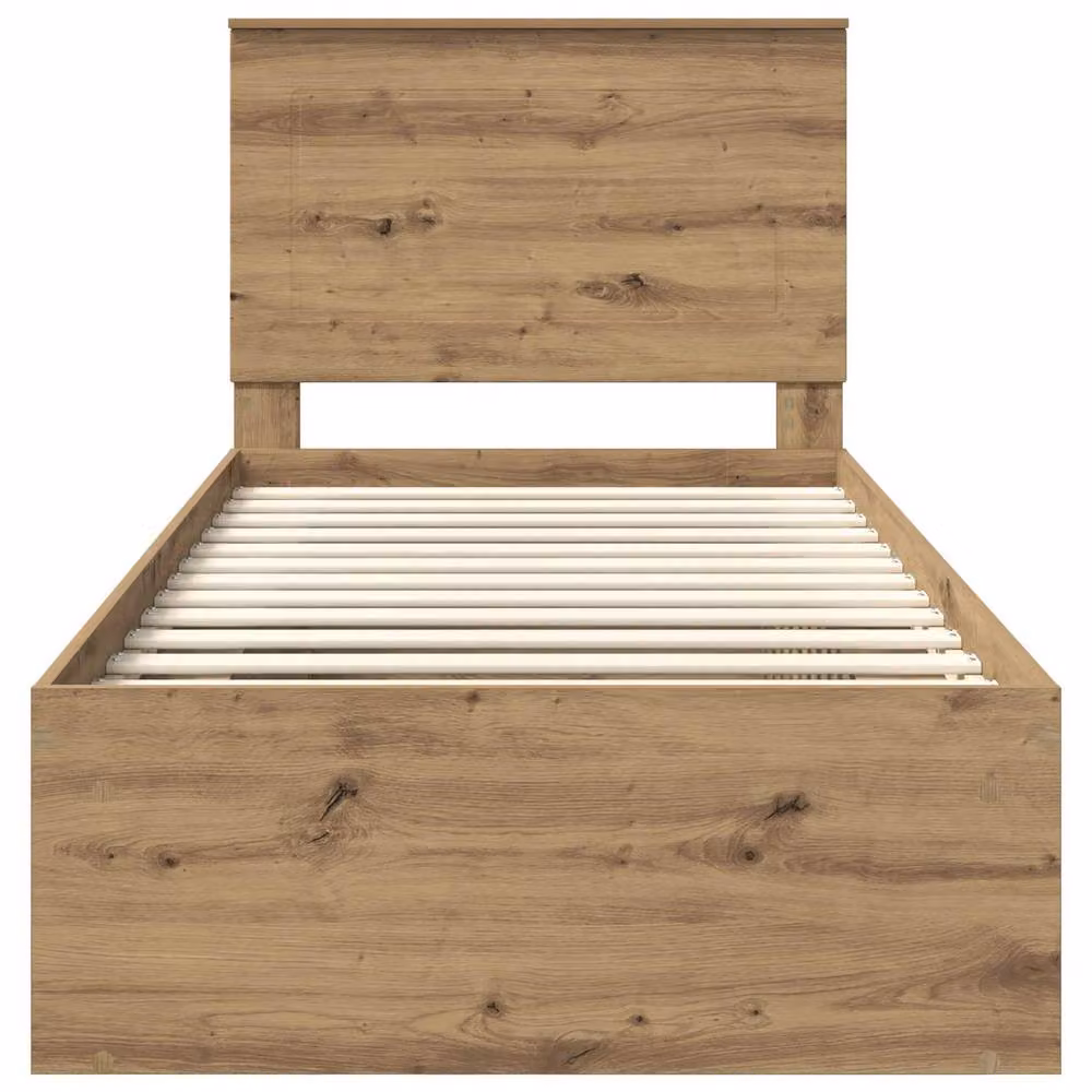 Berkfield Home Artisan Oak Bed Frame in Brown, Solid Pine and Wood, W/D/H: 100 x 200 cm – 4