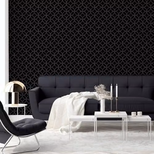 Arthouse Sequin Geo Black Geometric Wallpaper with Matt Finish, W: 53 cm x L: 600 cm – 2