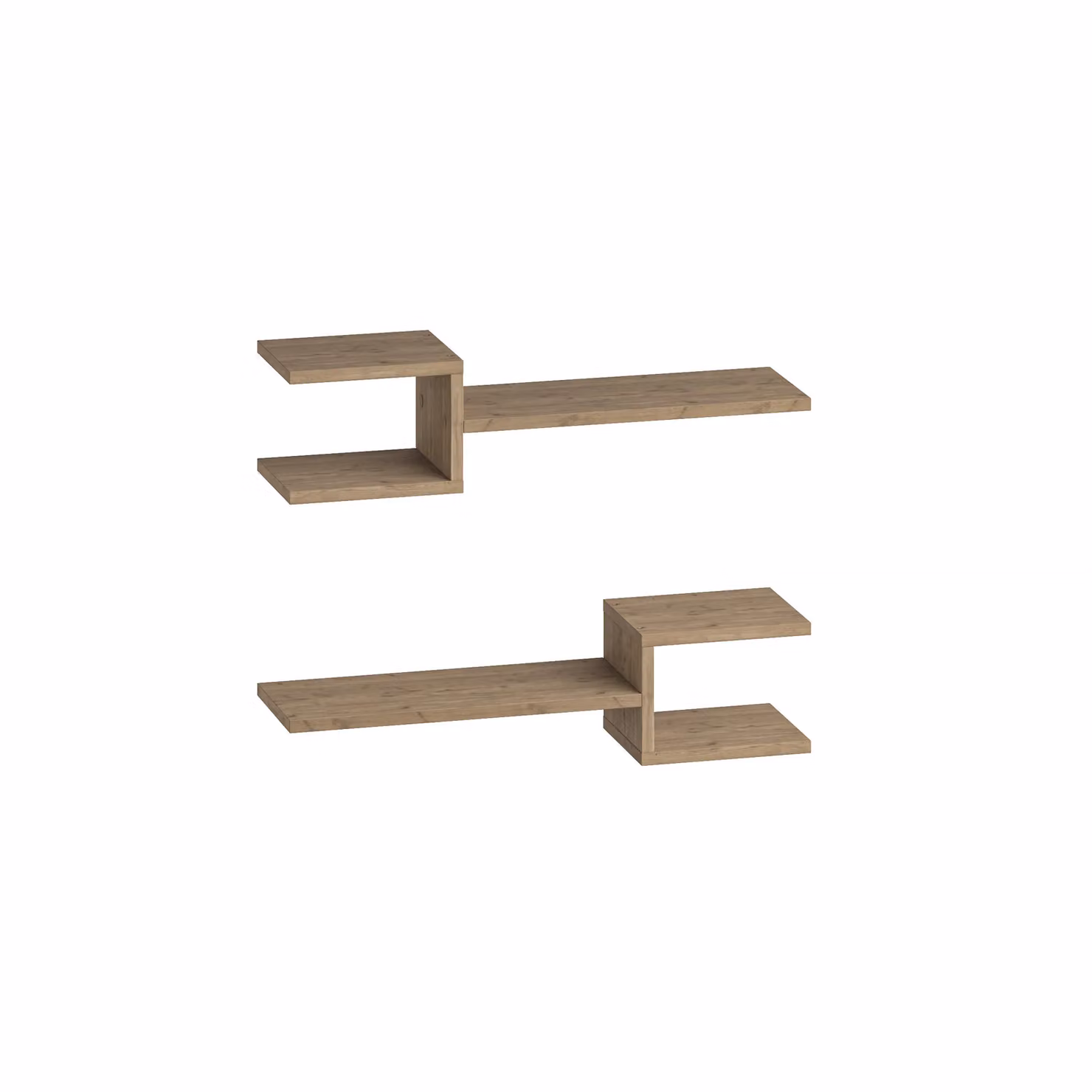 Decortie Fork Modern Floating Shelf Set in Brown, 2 Piece – 2
