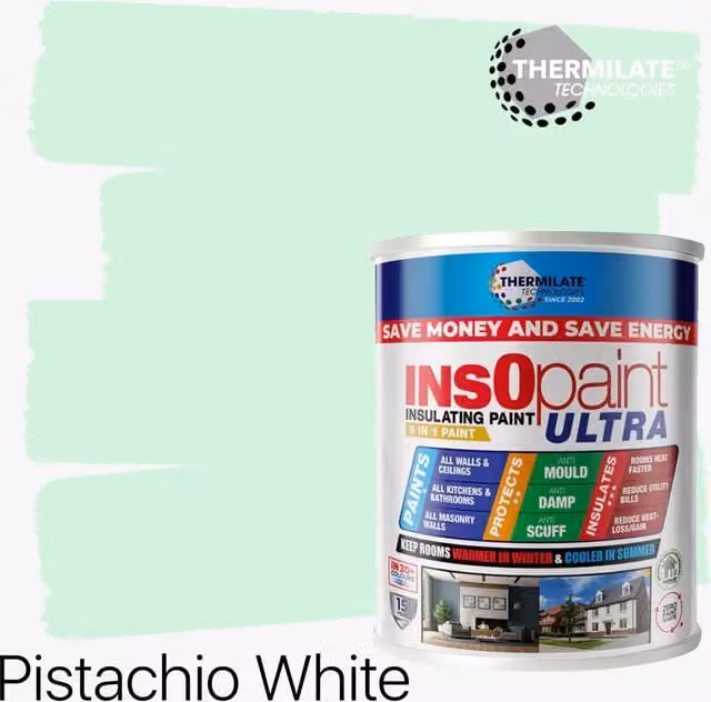 THERMILATE TECHNOLOGIES InsOpaint ULTRA 9 in 1 Interior and Exterior Acrylic Paint, Pistachio White, 1 l