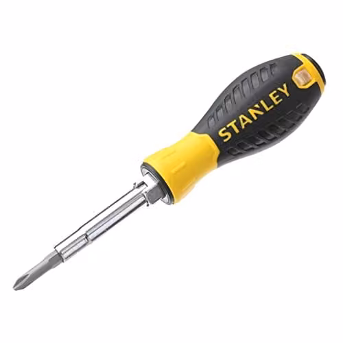 Stanley 6 Way Manual Screwdriver in Yellow and Black