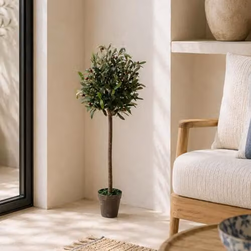 Leaf Design UK Artificial Mediterranean Olive Tree in Green and Black Plastic Pot, Height: 90 cm – 2
