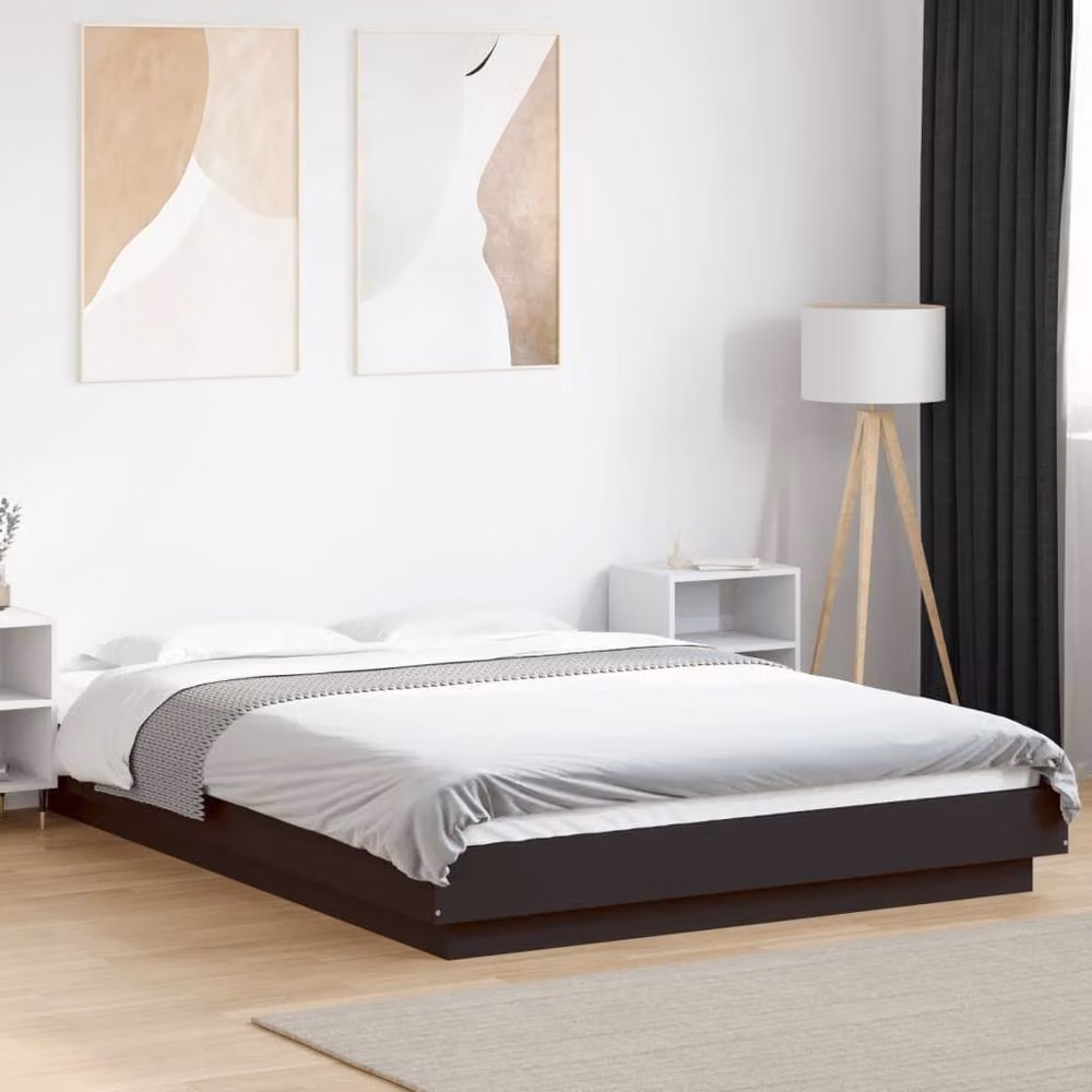 Berkfield Home Durable Bed Frame with LED Under-Bed Lighting in Black, W/D/H: 120 x 190 x 23 cm – 1