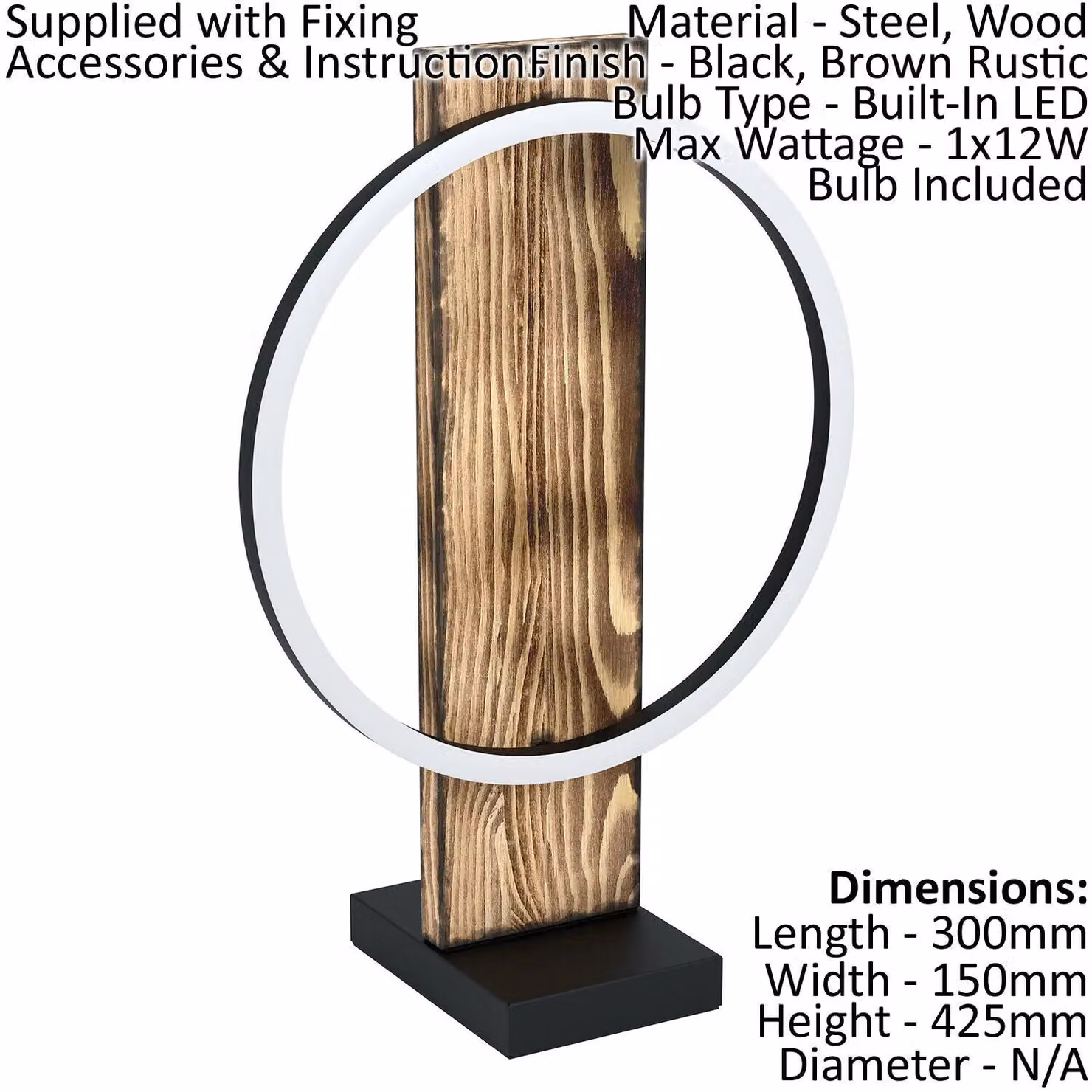 Loops 2 Pack Modern Table Lamps in Black and Brown with White Plastic Shades and LED Bulbs Included – 2