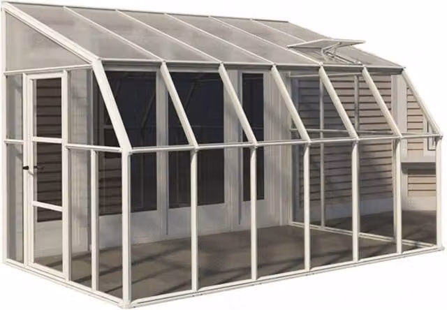 Palram Lean To Greenhouse Sun Room in White, W257 x D384 x H266 cm – 3