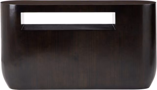 Orsina Gabelle Oval Ebony Bamboo Console Table in Brown