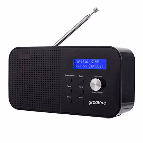 Groov-e Venice Portable DAB+ and FM Digital Radio with Bluetooth and 3.5mm Jack, Black