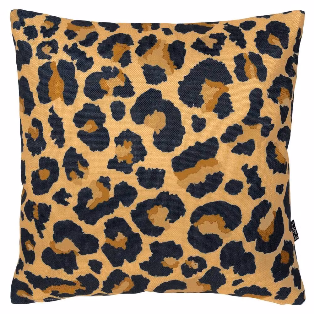 icon Boho Collection Set of 4 Indoor Outdoor Square Cushions in Black and Multicolour with Leopard and Deck Stripe Patterns – 3