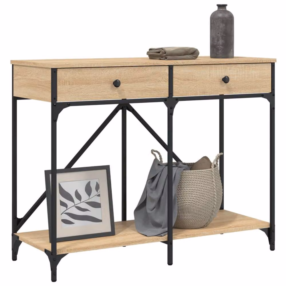 Berkfield Home Sonoma Oak Console Table in Light Brown, W/D/H: 100 x 39 x 78.5 cm – 3