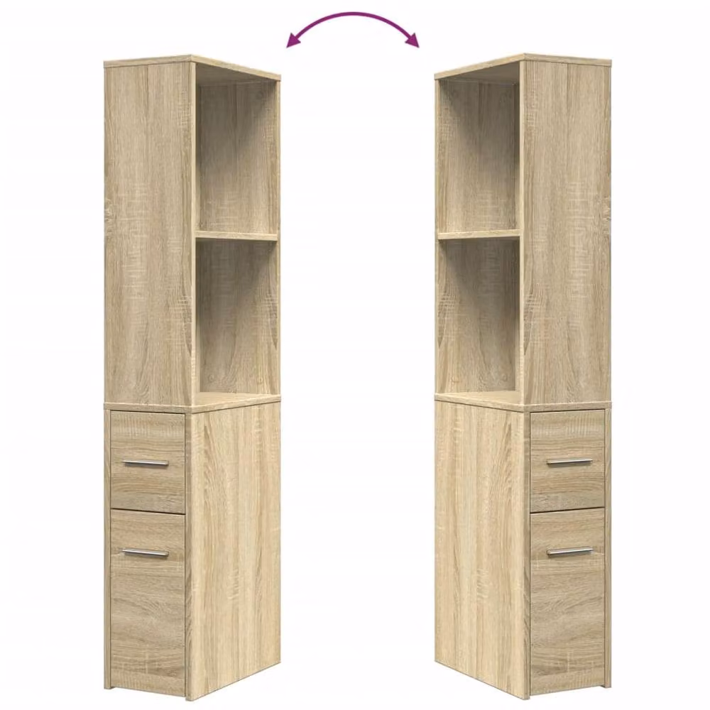 Berkfield Home Narrow Bathroom Cupboard with Wheels in Sonoma Oak Light Oak, H 135 x W 22 x D 41 cm – 2