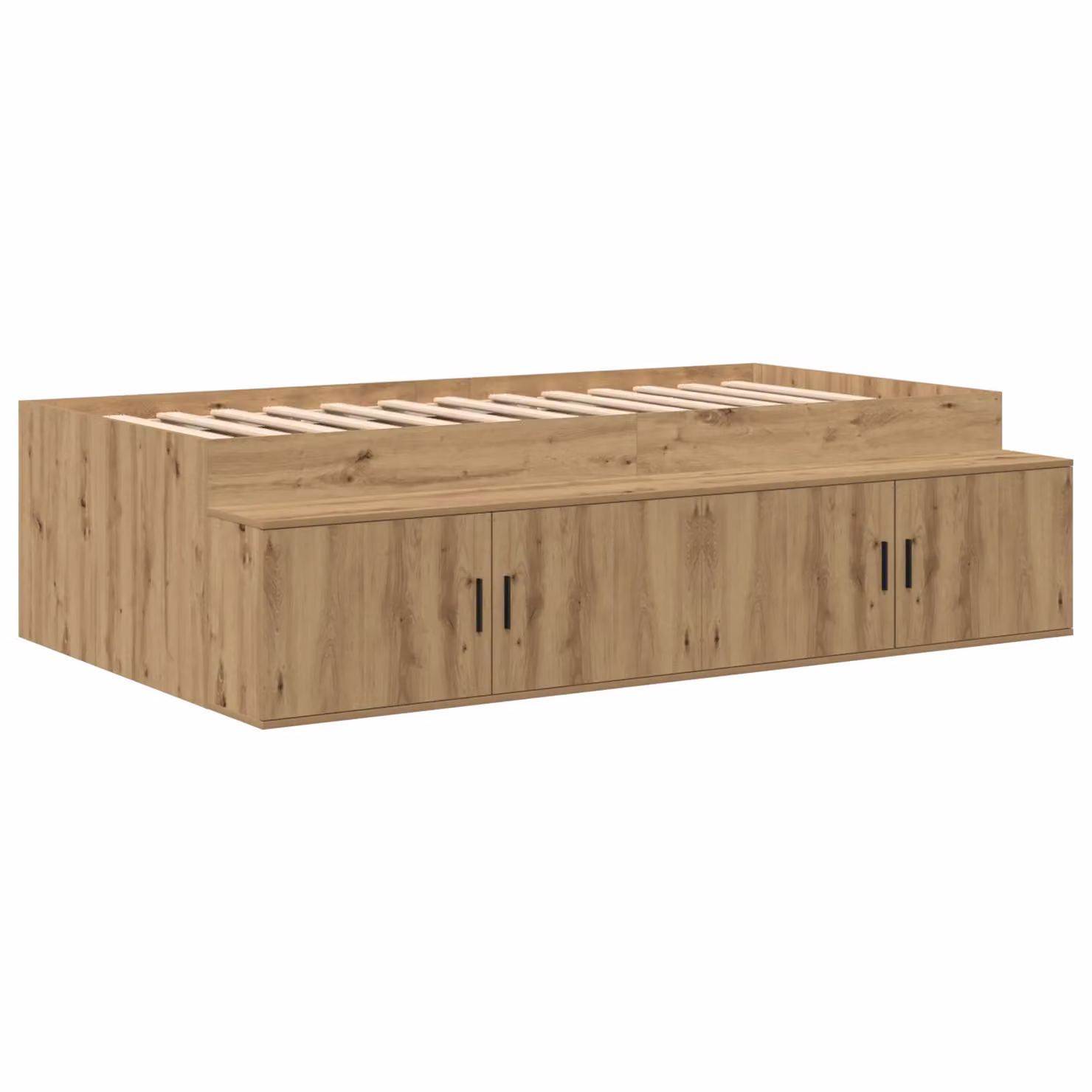 Berkfield Home Artisan Oak Storage Bed Frame in Brown, W/D/H: 90 x 190 cm – 2