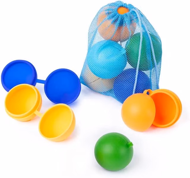 Splash! 10 Reusable Multicoloured Water Balloons for Throwing Games