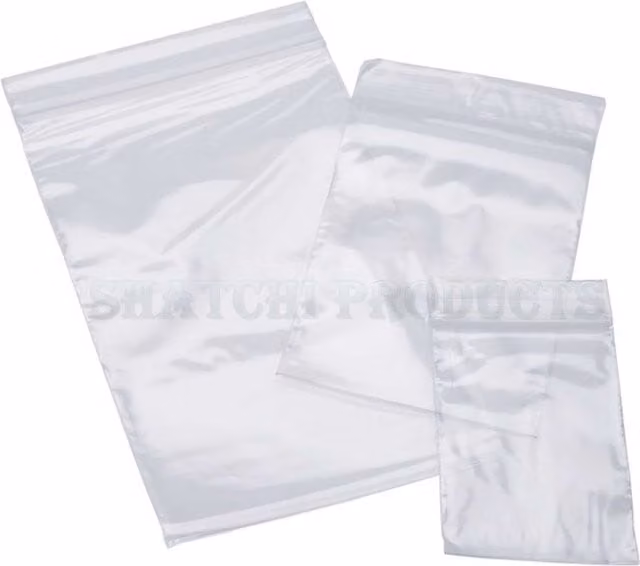 Shatchi White and Transparent Plastic Zip Seal Food and Freezer Safe Leakproof Bags, 12 cm