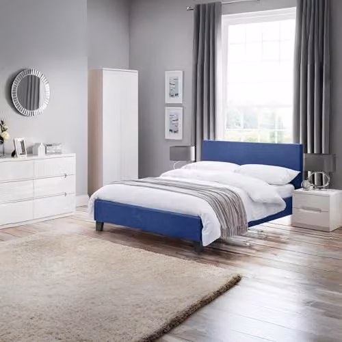 Julian Bowen Rialto Upholstered Linen Fabric Bed Frame, Blue, W/D/H: 180 x 200 x 158.5 cm – 4