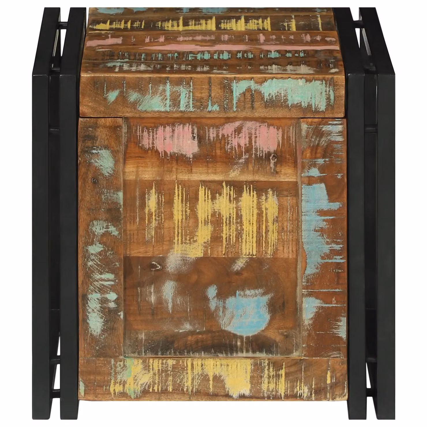 Berkfield Home Rustic Acacia Wood Storage Box, Brown and Black, W/D/H: 40 x 40 x 40 cm – 4