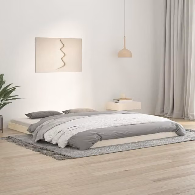 Berkfield Home Modern White Solid Wood Pine Bed Frame W/D/H: 160 x 200 cm