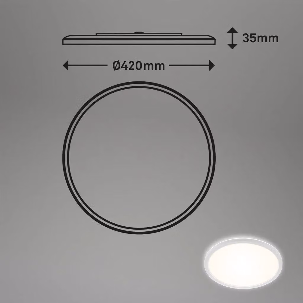 Briloner White 22W Round LED Ceiling Light for Bathroom and Kitchen, IP44 Rated – 3