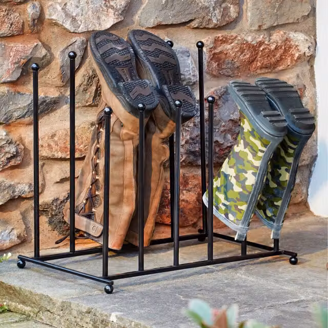 Garden Gear Freestanding Two-Tier Metal Boot Stand in Black