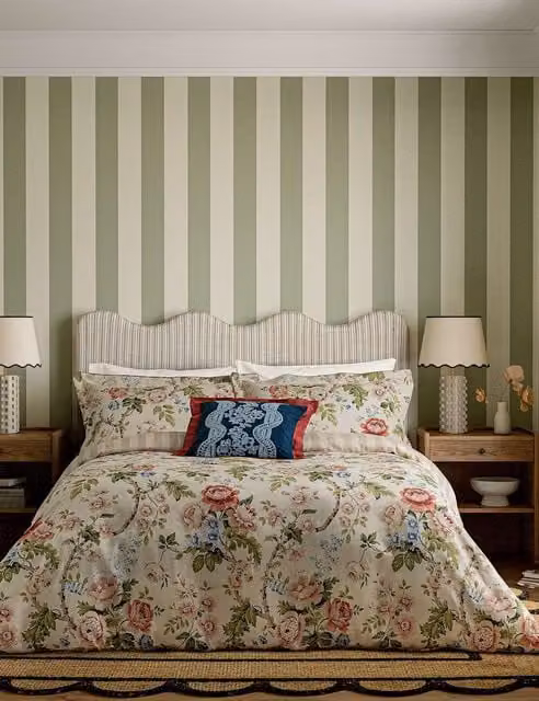 Sanderson Hykenham Floral Pure Cotton Bedding Set with Pillowcase, Multicolour, 200 x 200 cm