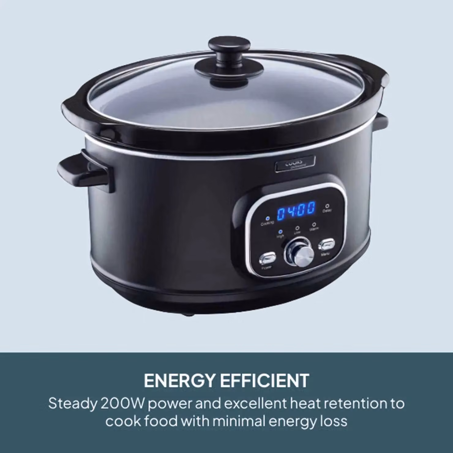 Cooks Professional 3.5L Digital Slow Cooker in Black with Glass Lid and Keep Warm Function – 3