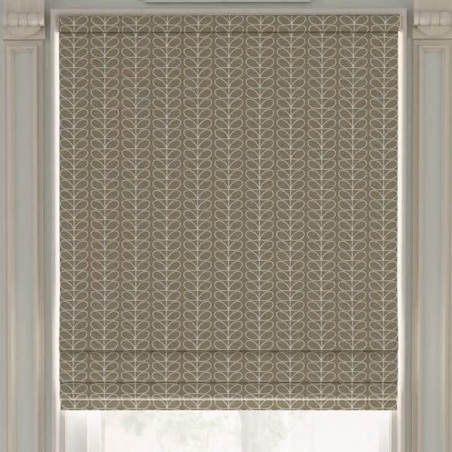 Orla Kiely Linear Stem Made to Measure Blackout Roman Blind in Latte and Beige