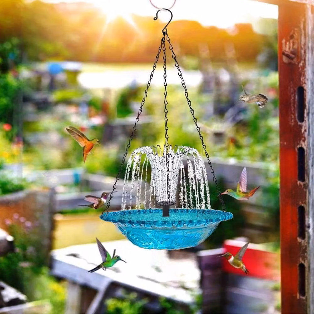 FLAVORA Blue Hanging Solar Floating Pond Fountain Pump for Bird Baths – 2