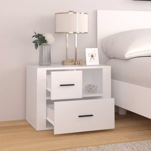 Berkfield Home Classic Bedside Cabinet in White, W/D/H: 60 x 36 x 45 cm – 1