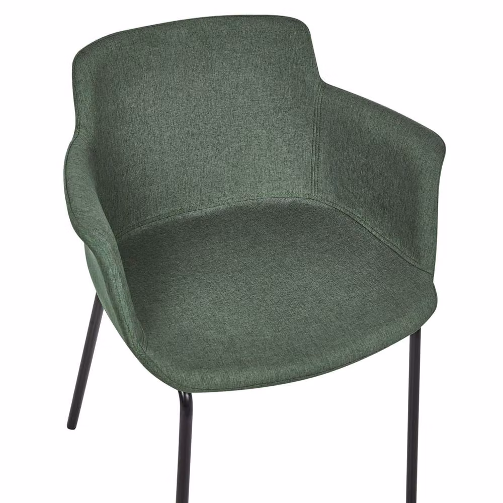 Wyld and Coco Set of 2 Green Polyester Dining Chairs with Black Metal Legs – 3