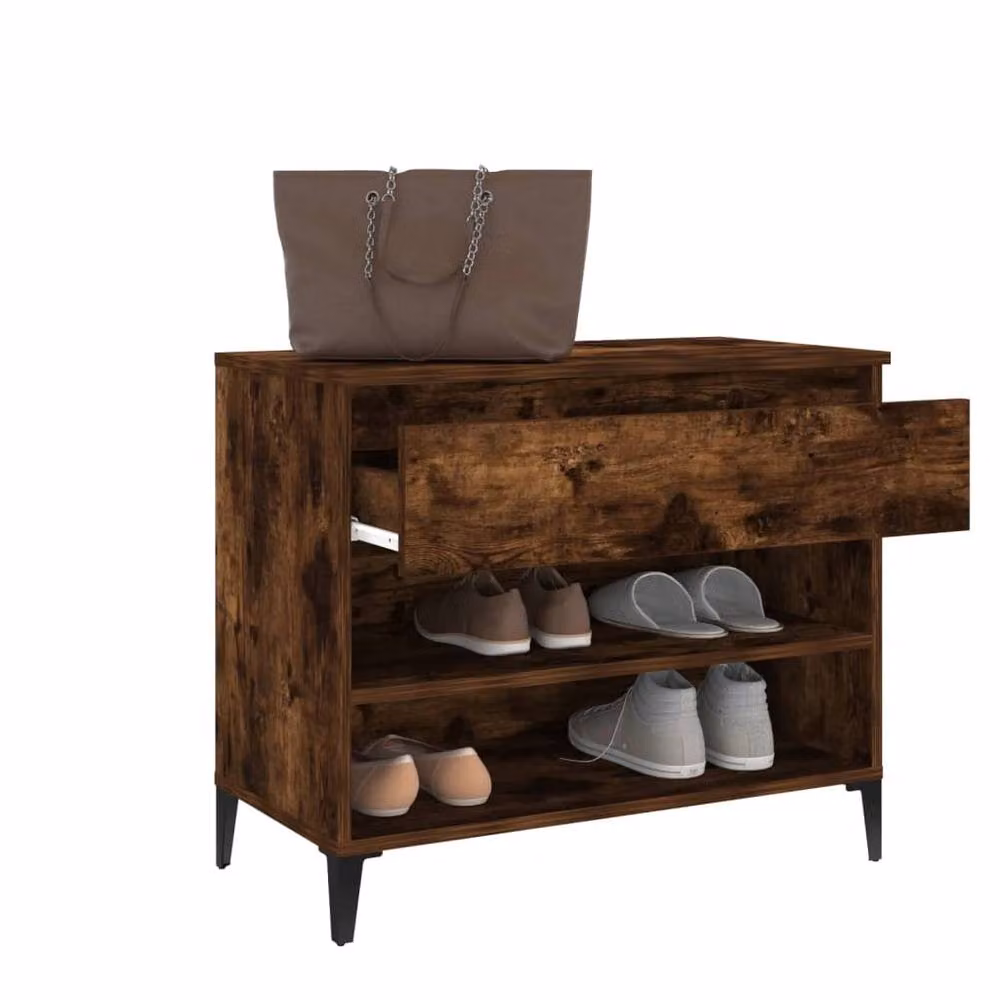 Berkfield Home Shoe Cabinet in Smoked Oak Brown, W/D/H: 70 x 36 x 60 cm – 4