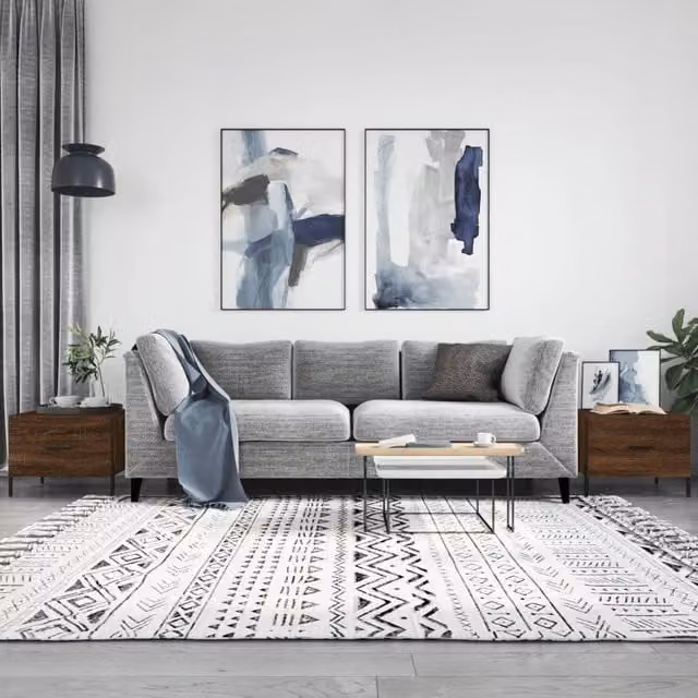 Berkfield Home Set of 2 Modern Square Coffee Tables in Brown Oak, W/D/H: 50 x 50 x 40 cm – 1