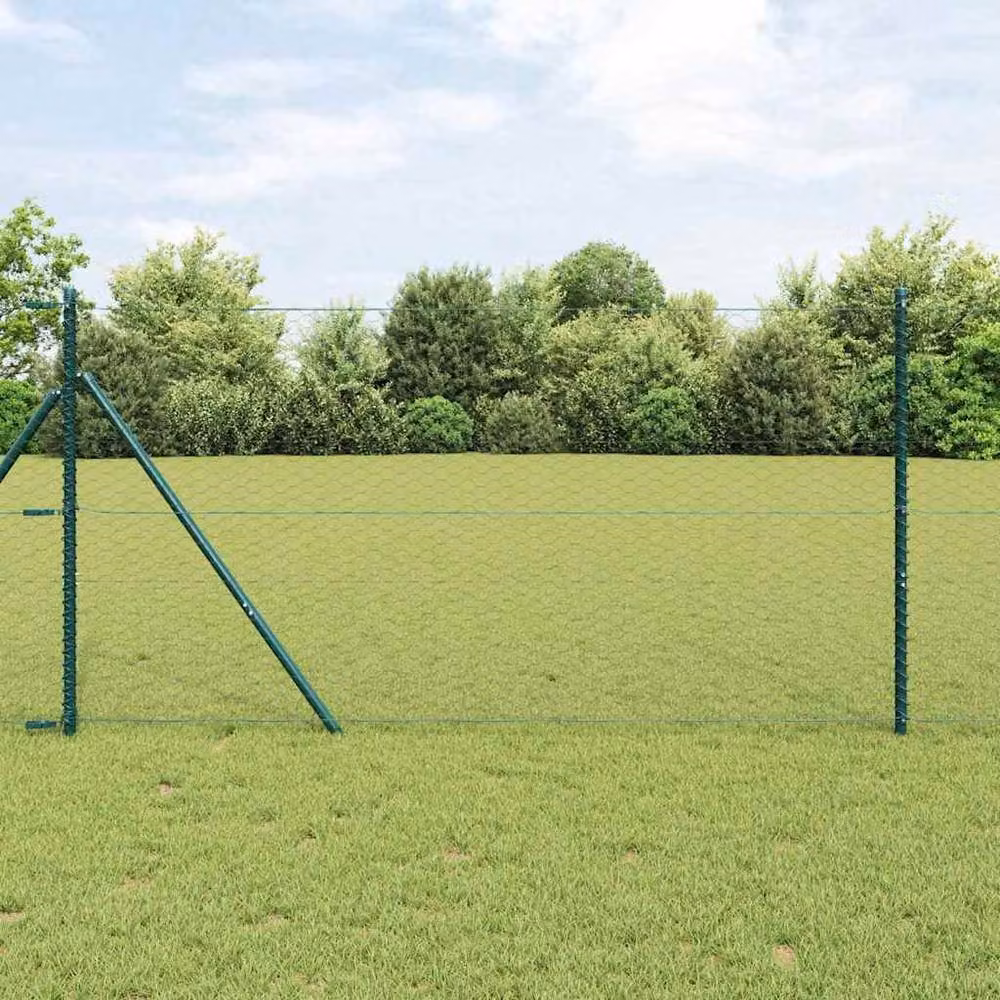 Berkfield Home Hexagon Steel Fence, Grey and Green, W: 120 cm x L: 100 m – 2