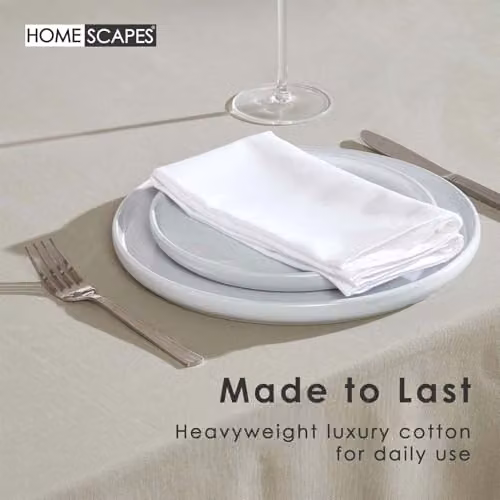 Homescapes Plain Grey Cotton Square Tablecloth, W/D: 137 x 137 cm – 4