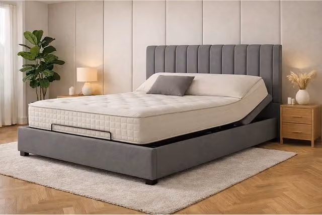 Paradies Geneva Adjustable Electric Mobility Bed Set in Grey, W/D/H: 135 x 200 x 38 cm