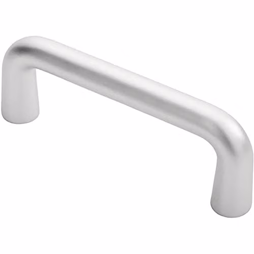 Loops Rounded D Shaped Bar Handle in Brushed Silver Aluminium, 150mm x 19mm Diameter