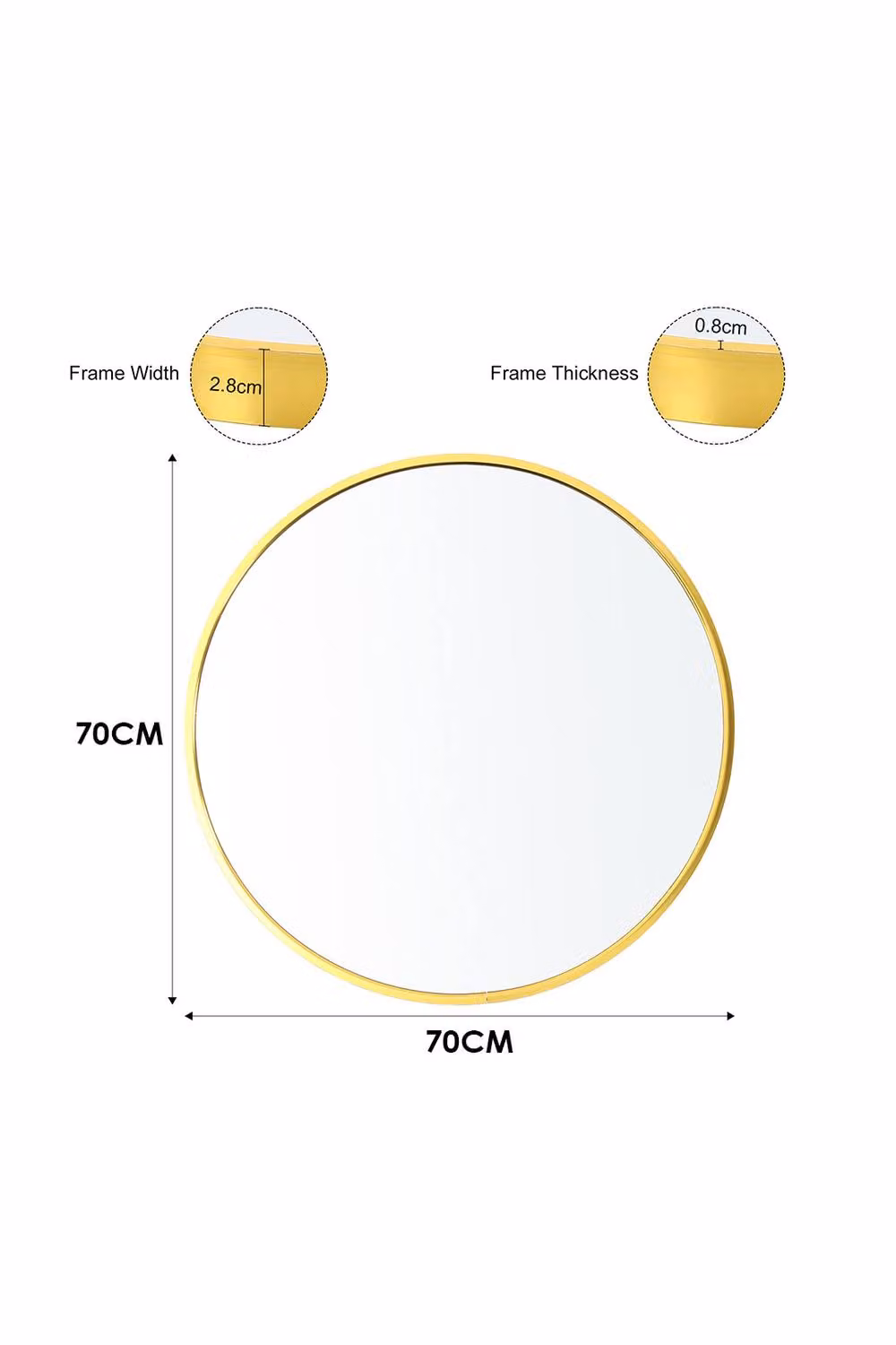 Garden Sanctuary Nordic Round Gold Metal Framed Bathroom Wall Hanging Mirror – 2