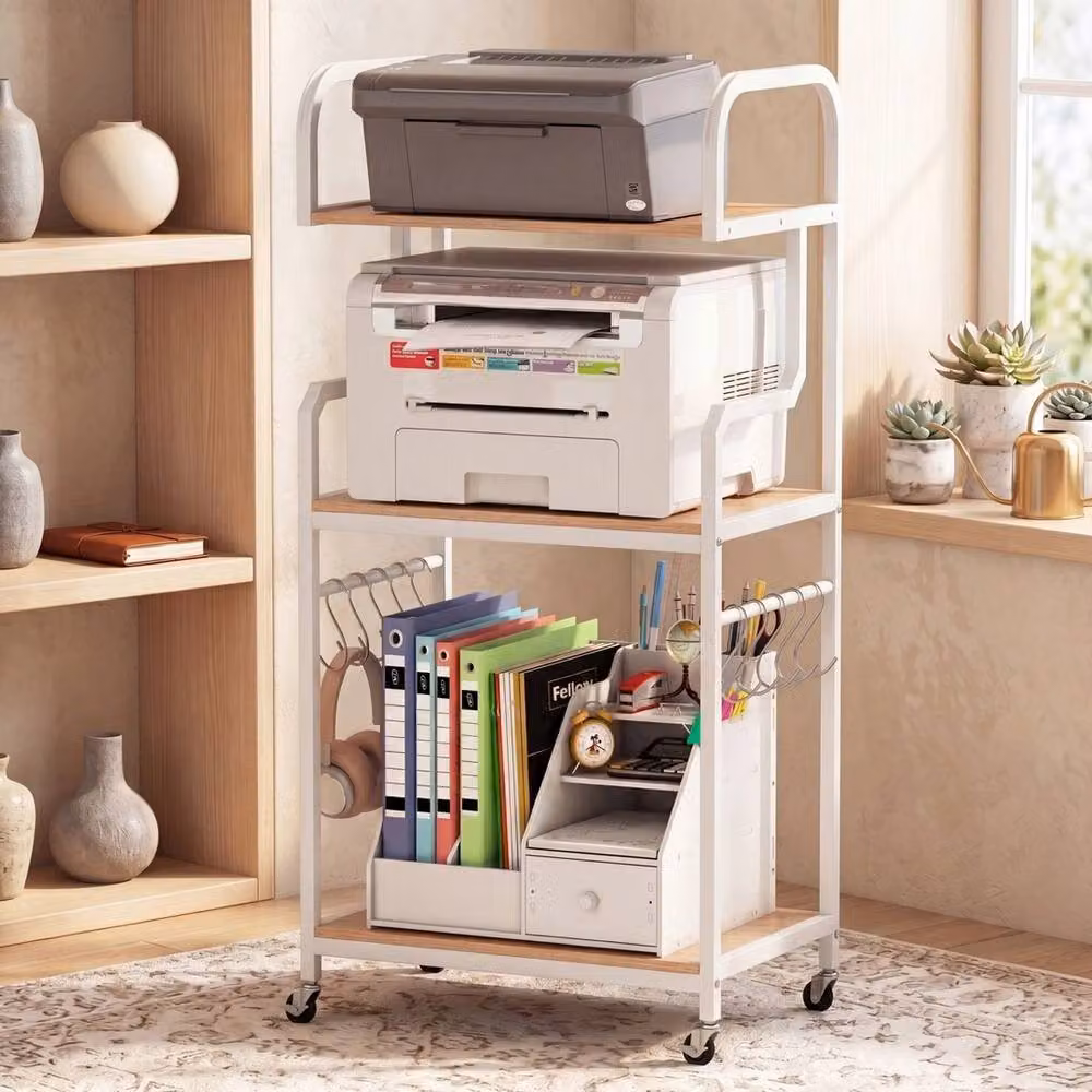 Havendro 3-Tier Rolling Printer Stand Mobile Machine Table Cart with Shelves in White – 2