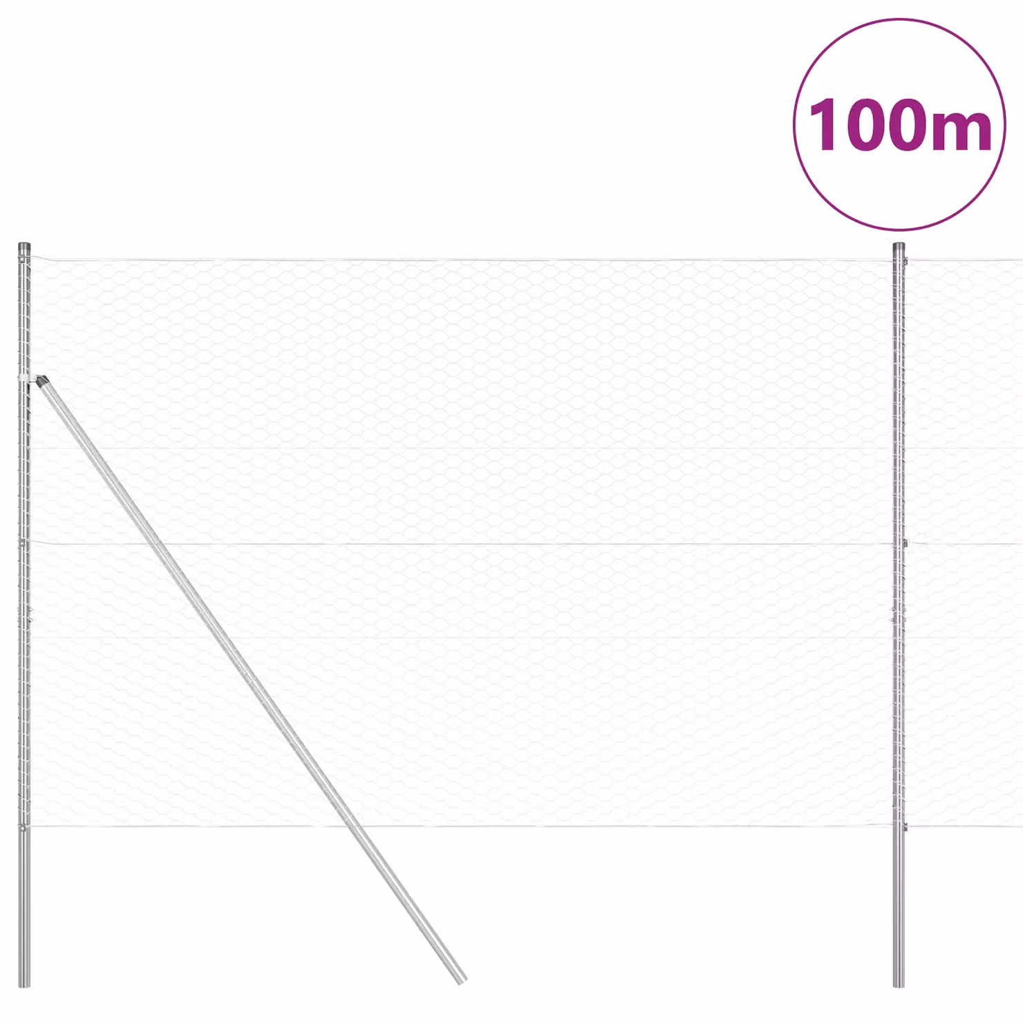 Berkfield Home Hexagon Fence in Silver Galvanised Steel, H: 160 cm x L: 100 m – 2