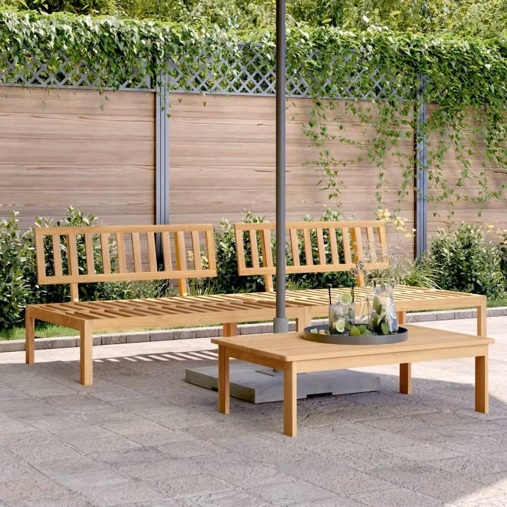 Berkfield Home Beautiful Garden Pallet Middle Sofas, Set of 2, Brown Solid Acacia Wood, W/D/H: 120 x 69 x 92 cm – 2