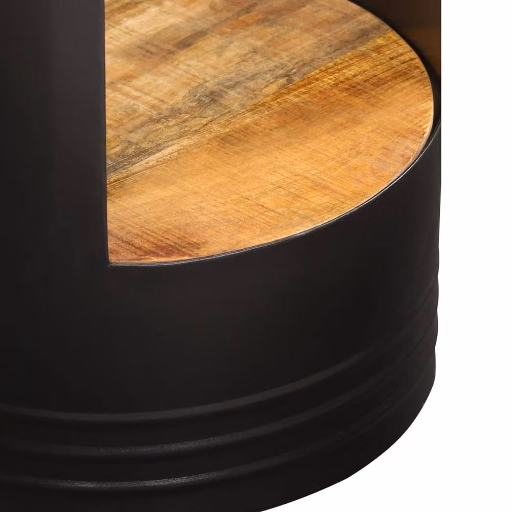 Berkfield Home Round Rustic Mango Wood Coffee Table in Brown, W: 55 cm, D: 43 cm – 3