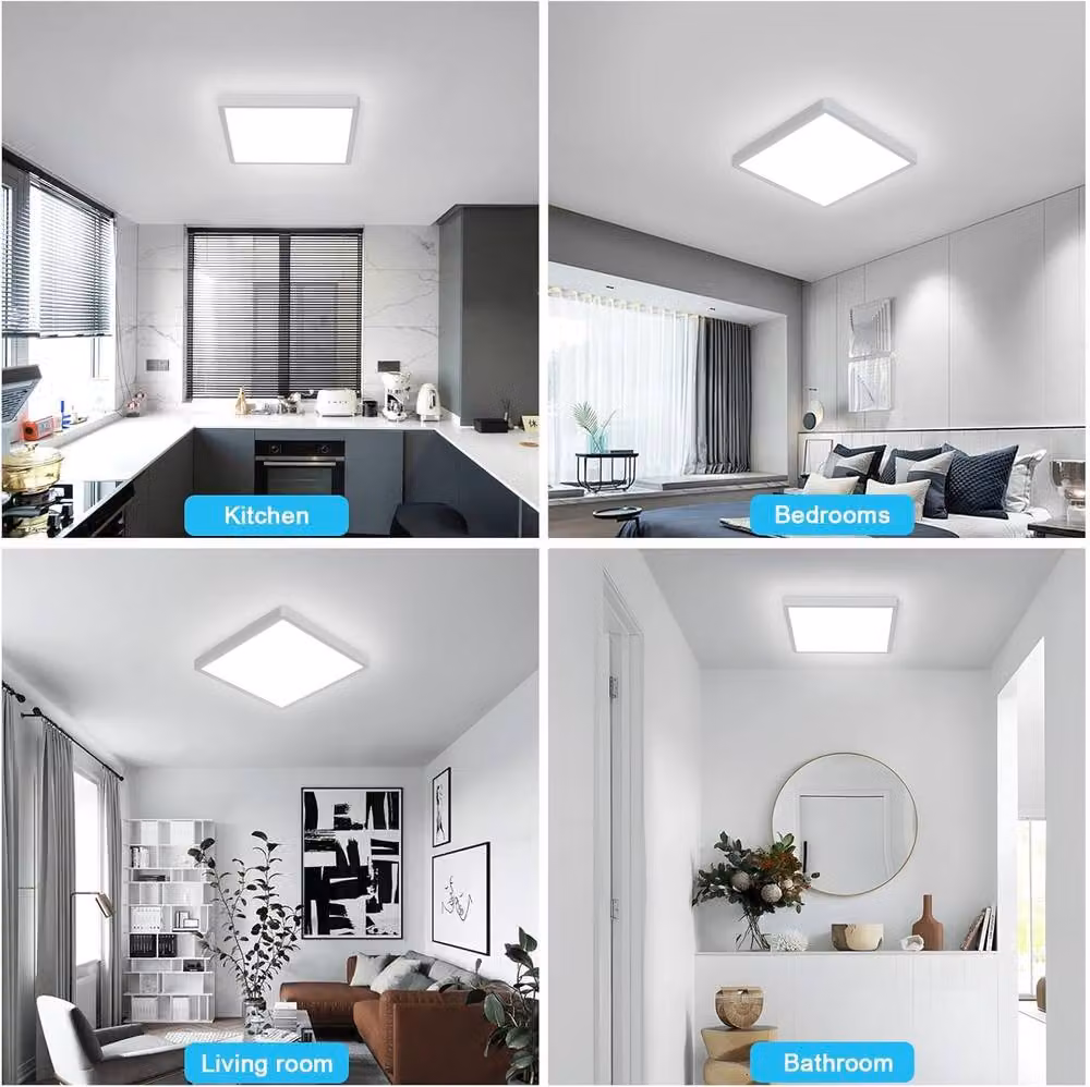 Goeco Square LED Ceiling Light, White, 36 W, 4050 LM, 6000K, IP44, W/D/H: 30 x 30 x 2.5 cm – 3