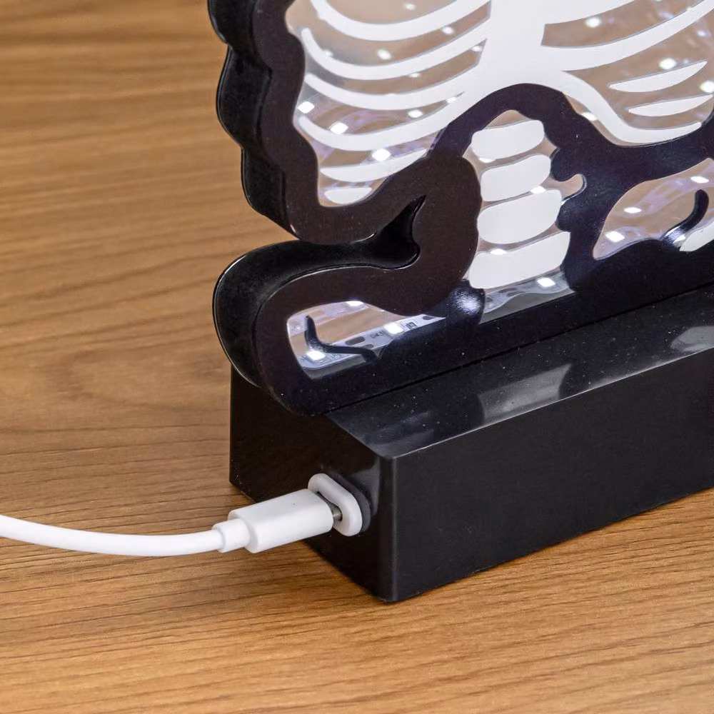 Samuel Alexander Halloween Skeleton Infinity Mirror with LED Lights, Black, White and Purple, W/D/H: 27.0 x 22.0 x 5.0 cm – 6