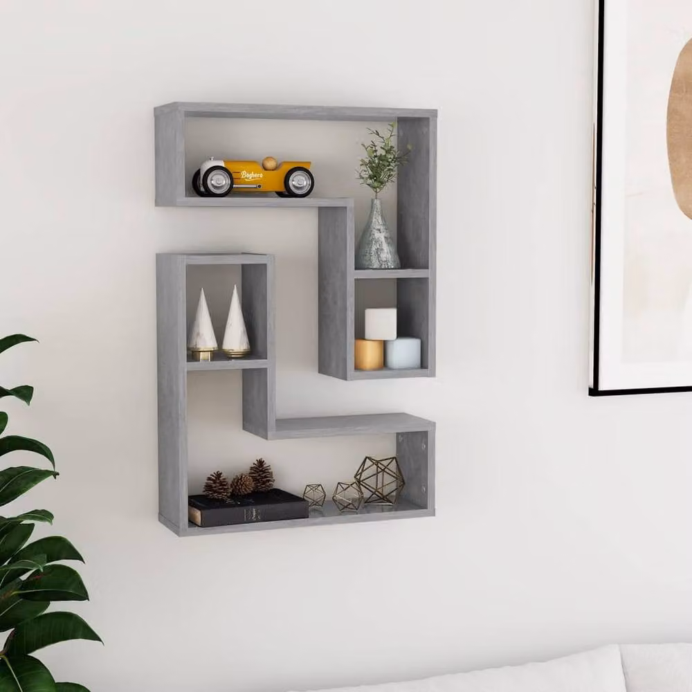 Berkfield Home Wall Mounted Cube Shelves, 2 Pack, Concrete Grey, W/D/H: 50 x 15 x 50 cm – 2