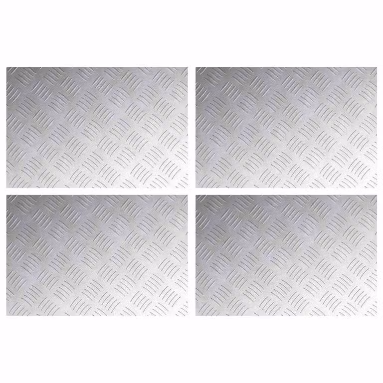 Berkfield Home Self-Adhesive Aluminium Anti-Slip Checker Plate Sheets, Silver/Grey, Set of 4, W: 60 cm, D: 40 cm